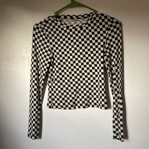 Mango black white chessboard crop top